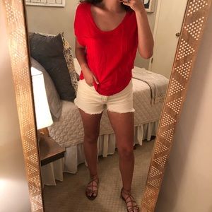 Splendid U Neck Shirt in Red M